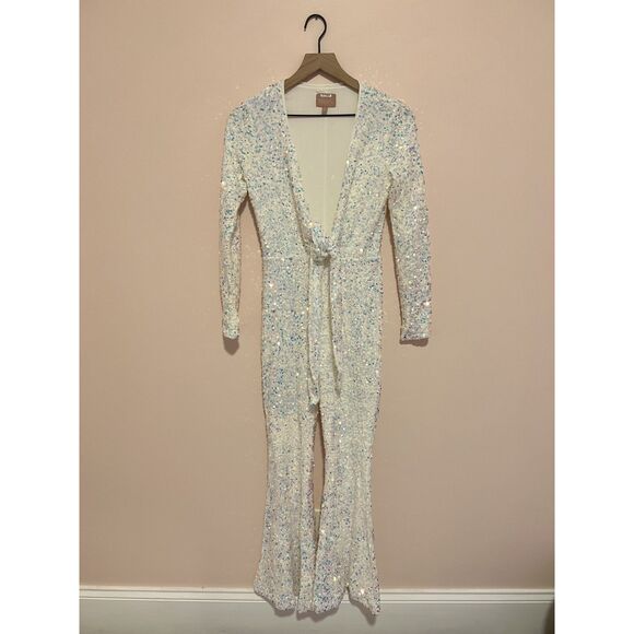 Show Me Your MuMu Sparkling White Jumpsuit - Picture 6 of 13